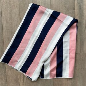 Elegant Pink and Navy Striped Scarf